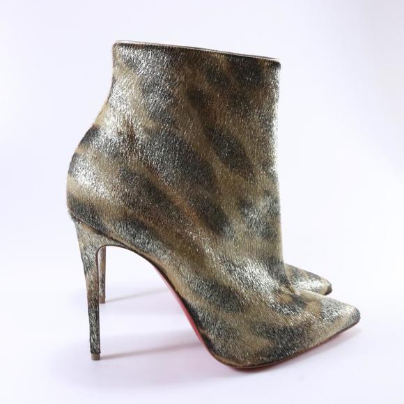So Kate Silver Animal Leopard Print 100mm Pony Fur Boots Booties C511
